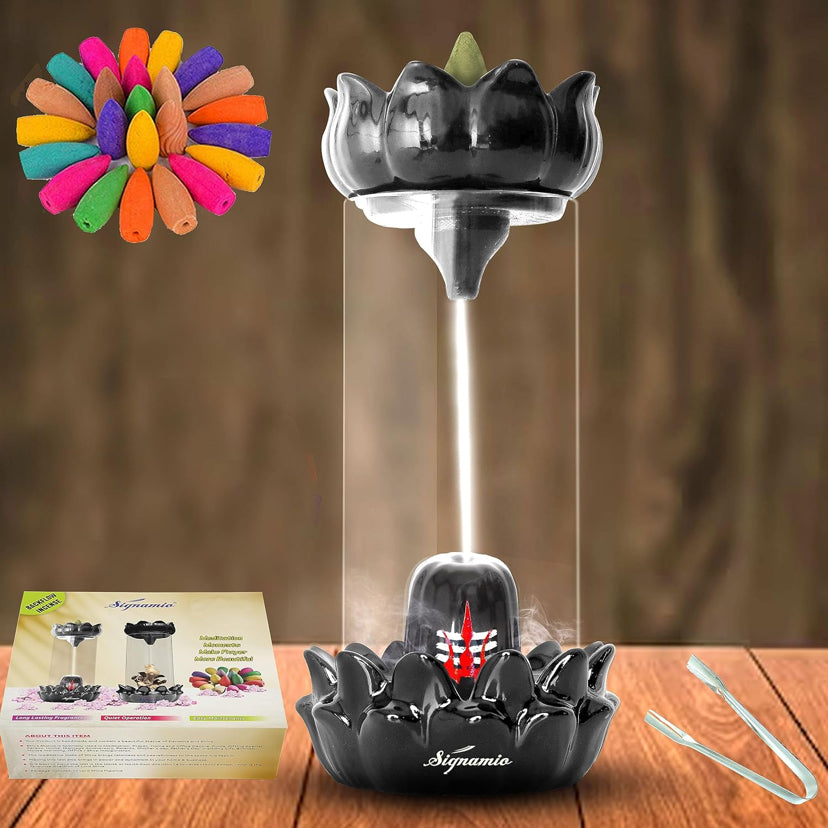 Shivling Design, Smoke Backflow Incense Burner Cone Incense Holder With 30 Backflow Incense Cones..